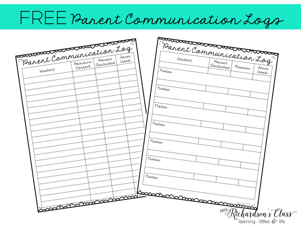 FREE Parent Communication Logs