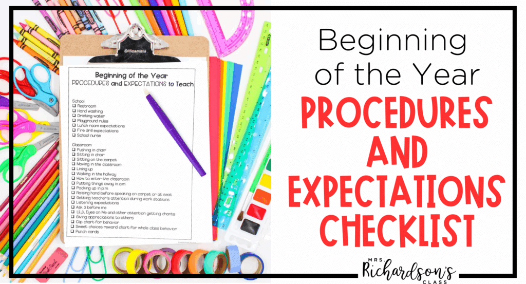 Get started on the right foot with this FREE list of beginning of year procedures and expectations to teach. 