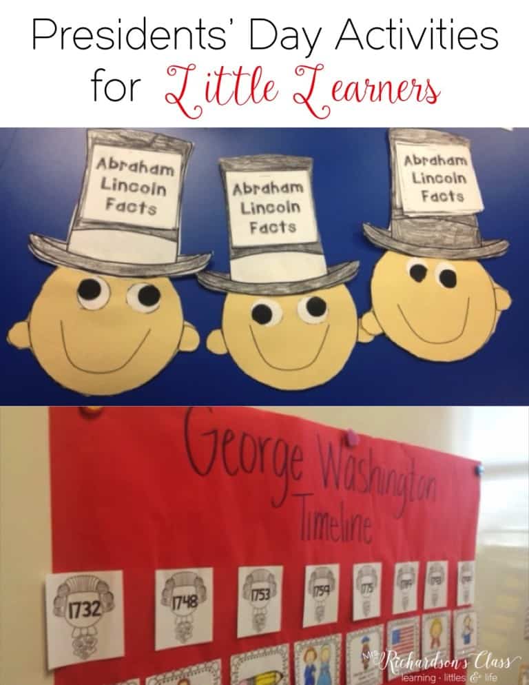 Presidents' Day Activities for Kindergarten and First Grade--LOVE the timeline activity!