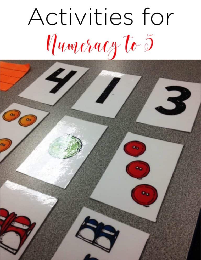 Activities for Numeracy to 5 that are hands on, easy for students to do, and engaging.