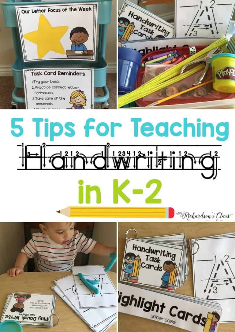 5 Tips for Teaching Handwriting to little learners. These tips and activities are engaging, hands-on, and practical! #handwriting #handwritingideas