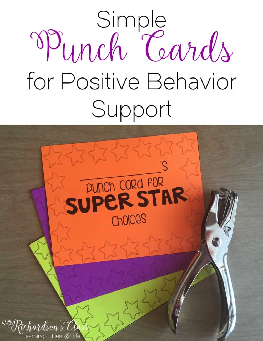 Simple Punch Cards for Positive Behavior Support - Mrs. Richardson's Class