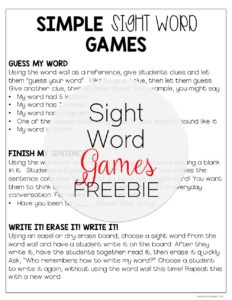 Looking for some sight word games to play using your word wall? These are 3 of our favorite games to play in our classroom! Check them out and grab this freebie so you can play in your room, too!