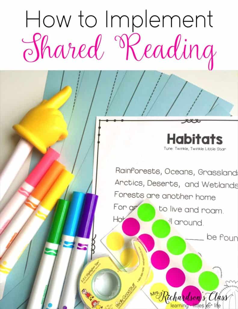 Shared reading instruction can seem tricky, but it doesn't have to be! This how-to guide makes it super simple and manageable for kindergarten and first grade! I love what they do after a week of instruction and practicing strategies, too! #balancedliteracy #sharedreading