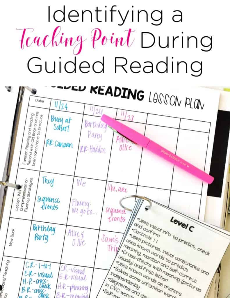 Identifying a teaching point during guided reading may be the most important thing you do to help your readers during guided reading time. In this blog post, this teacher shares the basics of identifying a teaching point.
