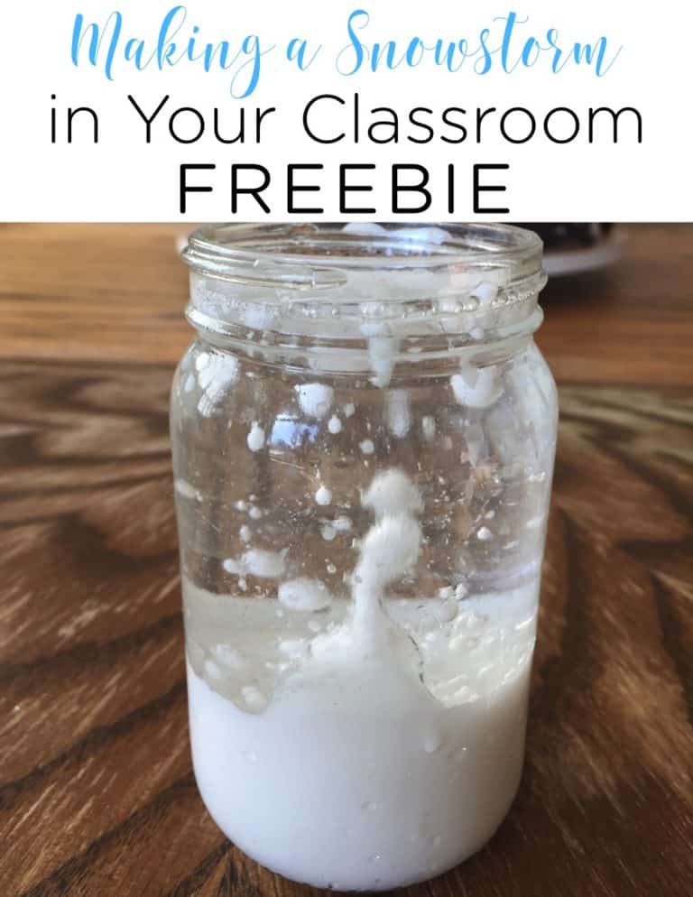 This snowstorm in a jar experiment is perfect for any classroom! It's is perfect for going along with seasons activities or snow activities!