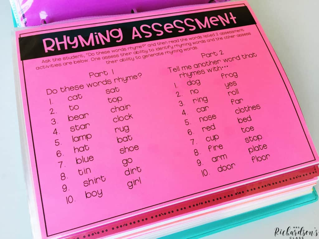 Phonemic awareness activities for each of the 9 areas of focus are provided in this binder. Assessments, activities, and data recording pages. They are perfect for interventions, too!