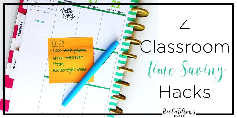 These 4 classroom time saving hacks are sure to help you keep your sanity in your classroom. From finding some extra time to practice skills, to classroom clean up, to saving your voice, you are sure to save classroom time!