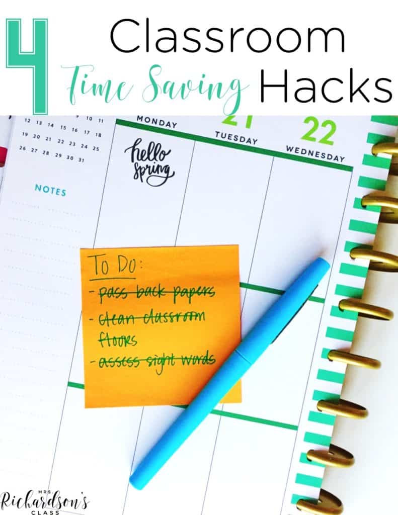These 4 classroom time saving hacks are sure to help you keep your sanity in your classroom. From finding some extra time to practice skills, to classroom clean up, to saving your voice, you are sure to save classroom time!