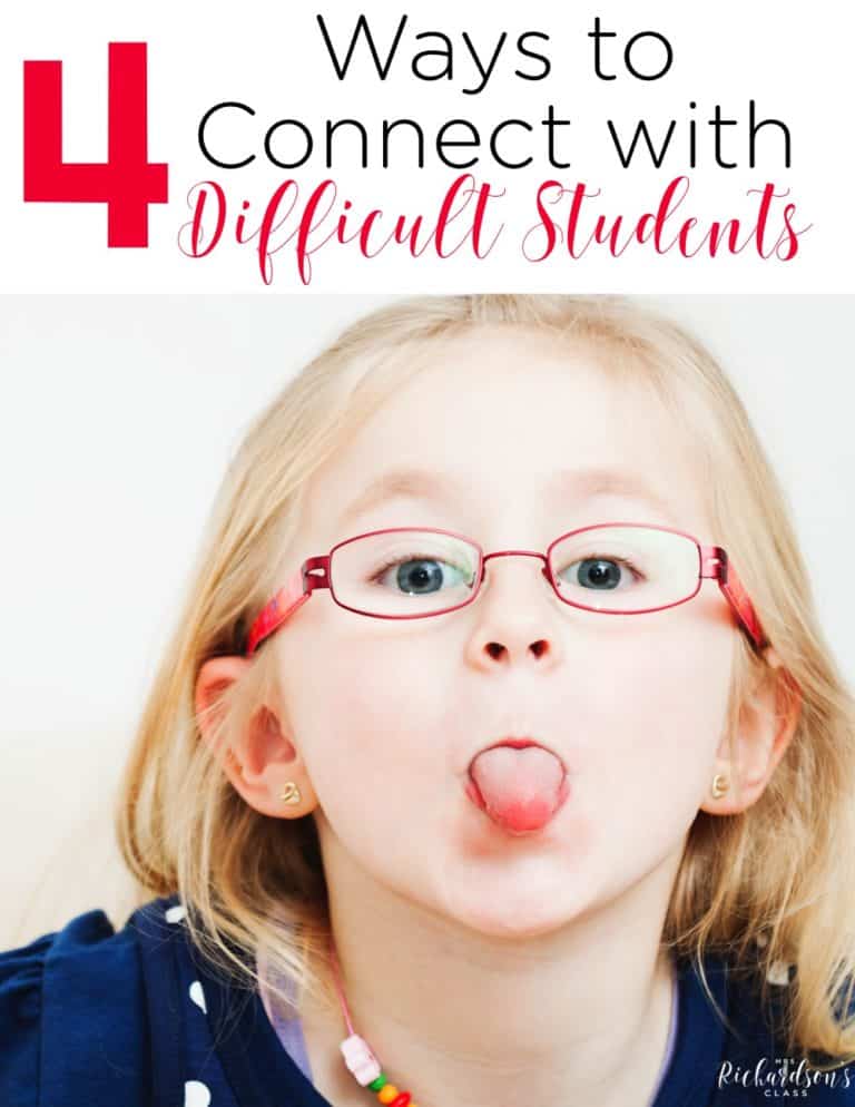 Connecting with difficult students can be tricky, but these 4 tips are sure to help any classroom teacher!
