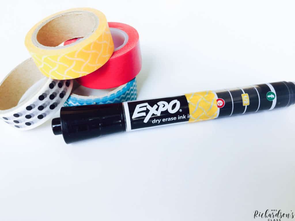 Mark your teacher EXPO markers with washi tape and never worry about them walking off again!