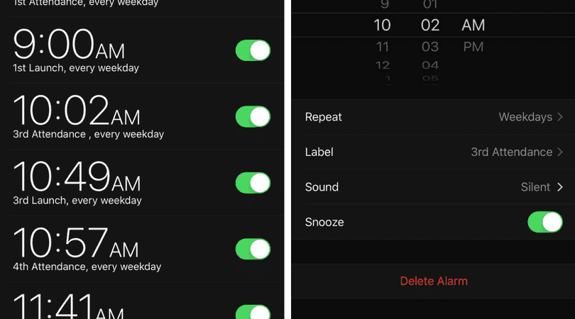 Set alarms on your apple watch so that you never are late to pe and music again! 