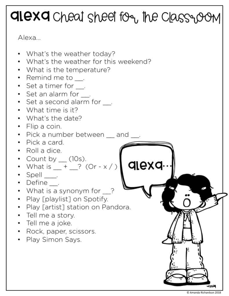 Using an amazon echo in the classroom is a life saver! Use this cheat sheet to get a quick start in your classroom! 
