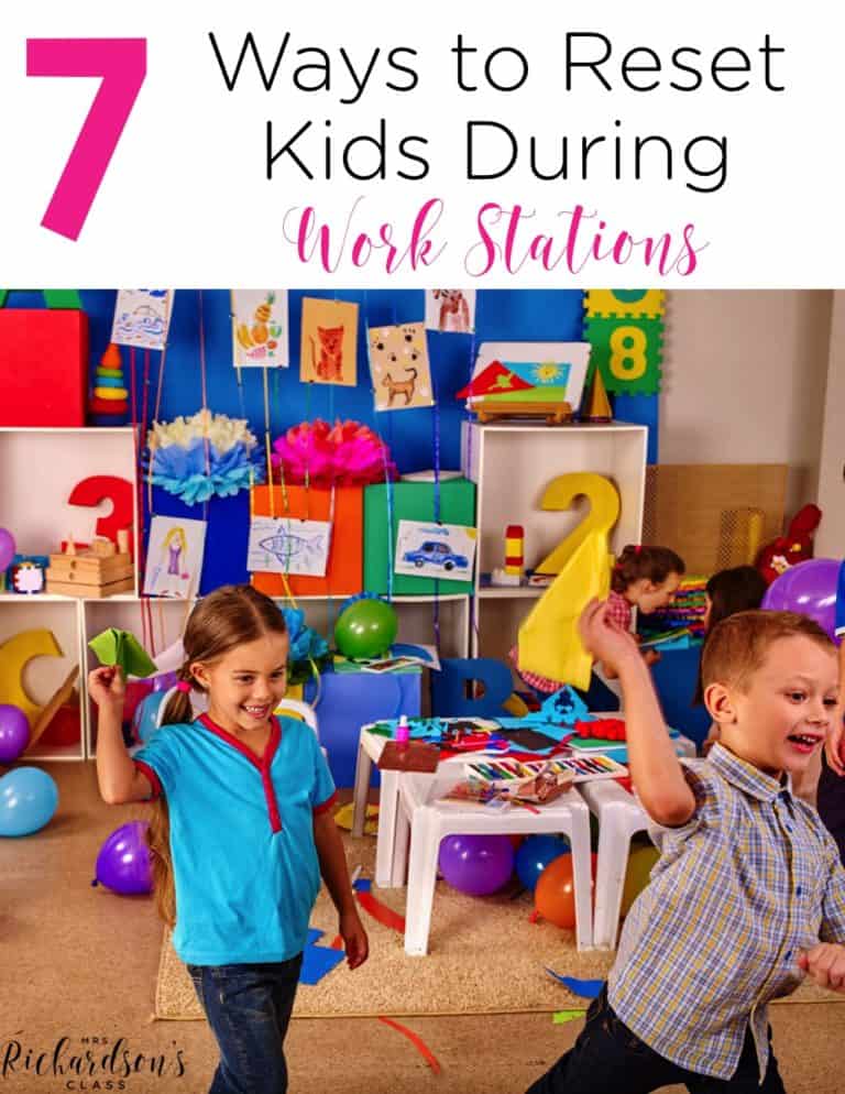 Do your students need redirecting during work stations? Managing work stations can be tricky, but it doesn't have to be! Get your first grade and kindergarten students reset during work stations with these 7 tips!