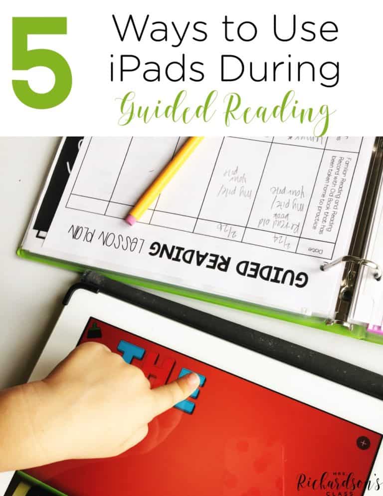 Using iPads during Guided reading can be intimidating, but there are several ways that we can implement them into group time easily! Read this guided reading blog post to learn 5 simple ways to use ipads during guided reading for kindergarten and first grade students!