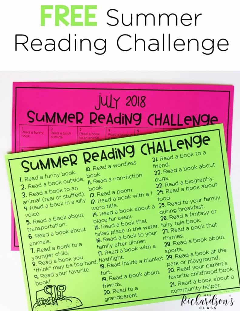 Use this FREE summer reading challenge to keep your students reading throughout the summer! It's the perfect thing to add to your summer bucket challenge for your kindergarten and first grade readers!