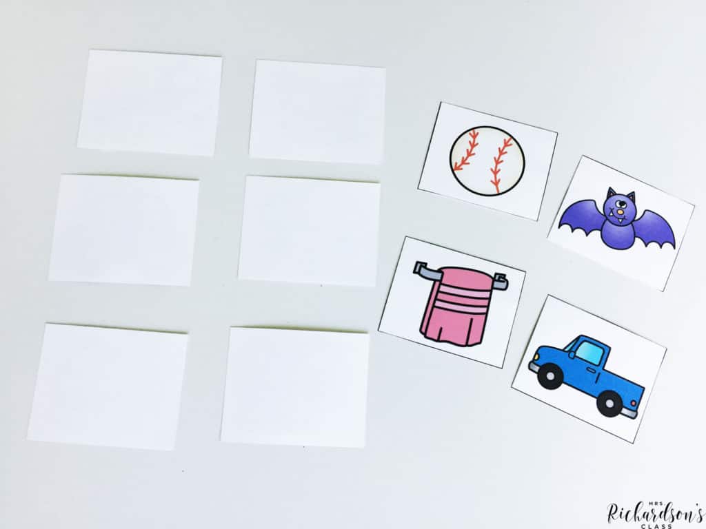 This simple beginning sounds activity can be done with any flash cards you have! Play a game of memory with them by matching the beginning sounds of the pictures! 