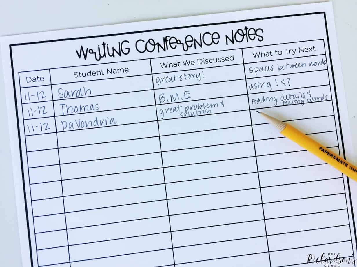 Conferring with writers during writer's workshop is the heart of the workshop model. It's this that allows you to see where students are, what they need work on, and how you can truly support them. 