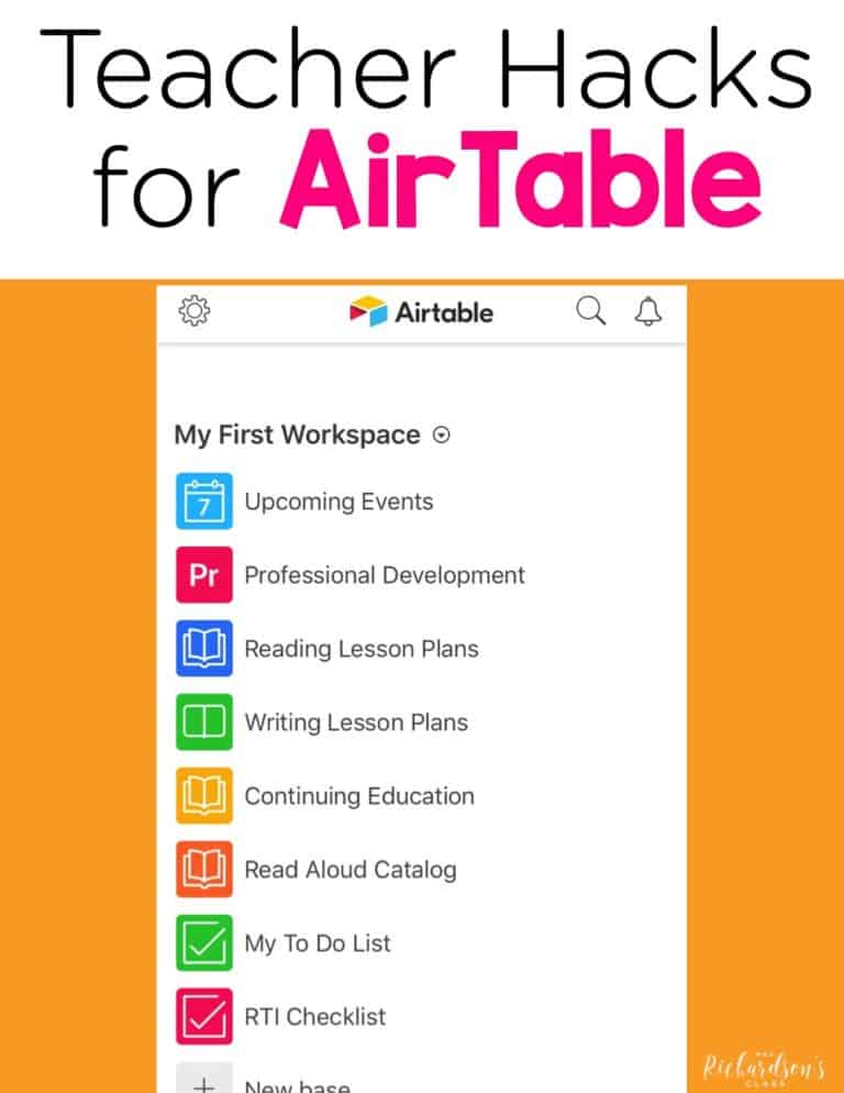 Keep track of all professional development, lesson plans, lists, RTI data and much more with this FREE online platform! You can easily share it with colleagues and administrators at school to share data. AirTable will give you great teacher organization ideas, including an online to do list!