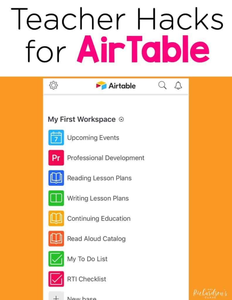 Keep track of all professional development, lesson plans, lists, RTI data and much more with this FREE online platform! You can easily share it with colleagues and administrators at school to share data. AirTable will give you great teacher organization ideas, including an online to do list!