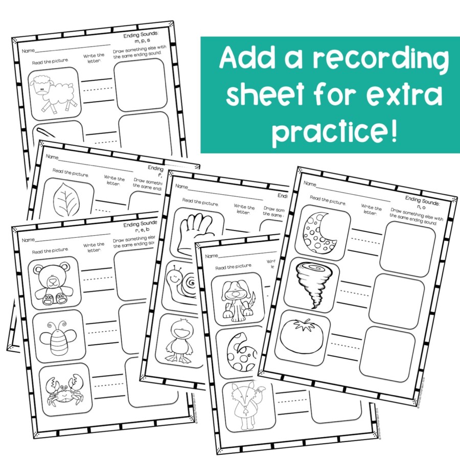 Ending Sounds Worksheets and Activities: Clip Cards for Fine Motor ...