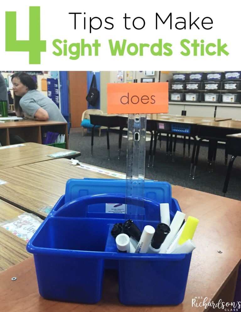 Do your students struggle with sight words? Here are 4 Simple Tips to Help Make Sight Words Stick, plus a FREEBIE!