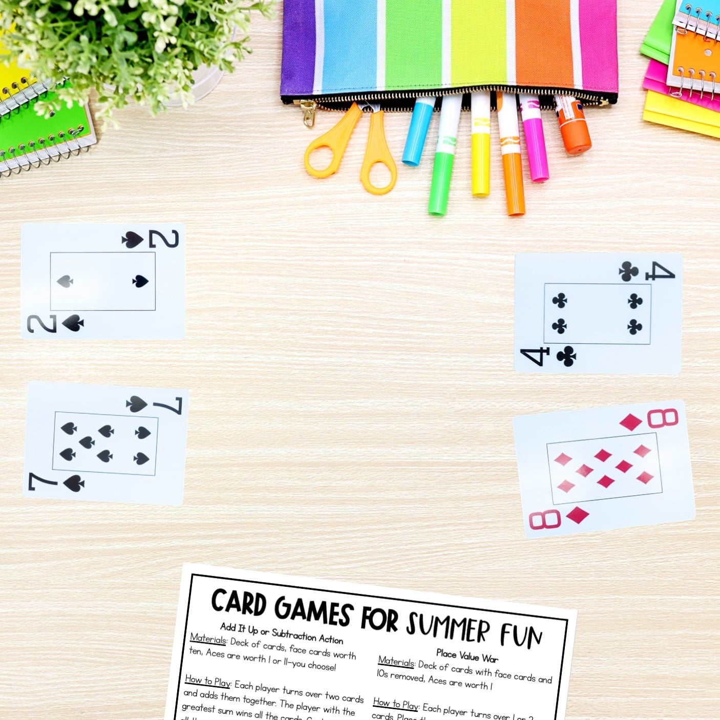 FREE Math Games with Cards for Summer Fun