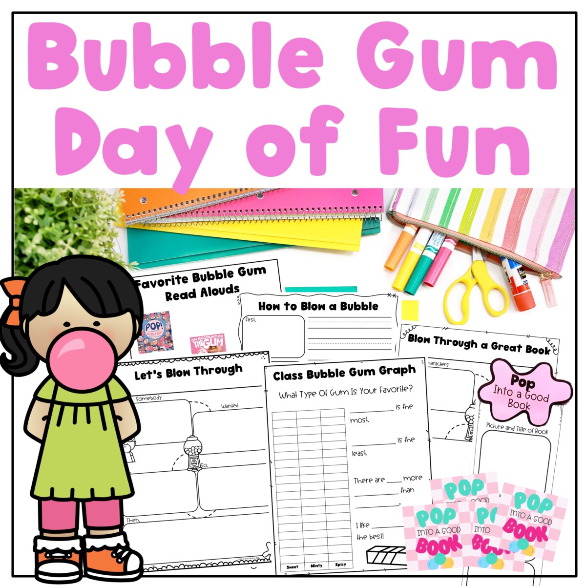 Bubble Gum Day, Bubble Gum Themed Reading Activities, End of Year Activities