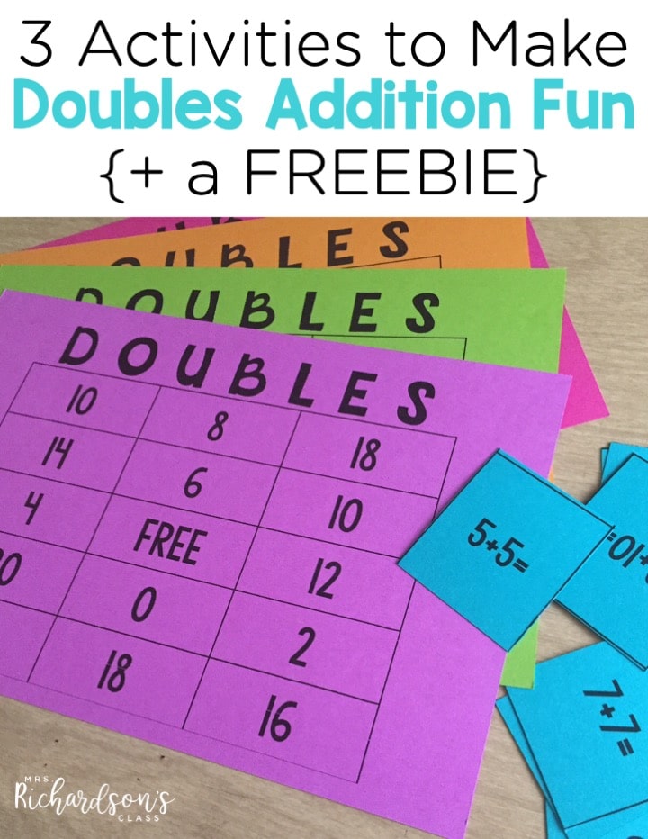 Doubles Addition Teaching Ideas that are great for first graders! I love the song that this teacher shared, too! Don't forget to grab the FREEBIE in the post! #firstgrade #freebie