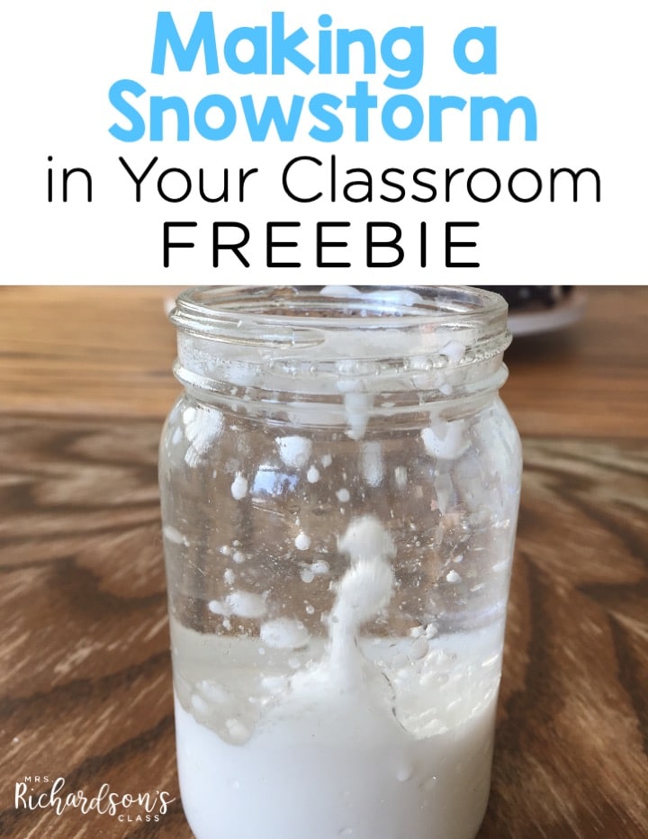 This snowstorm in a jar experiment is perfect for any classroom! It's is perfect for going along with seasons activities or snow activities!
