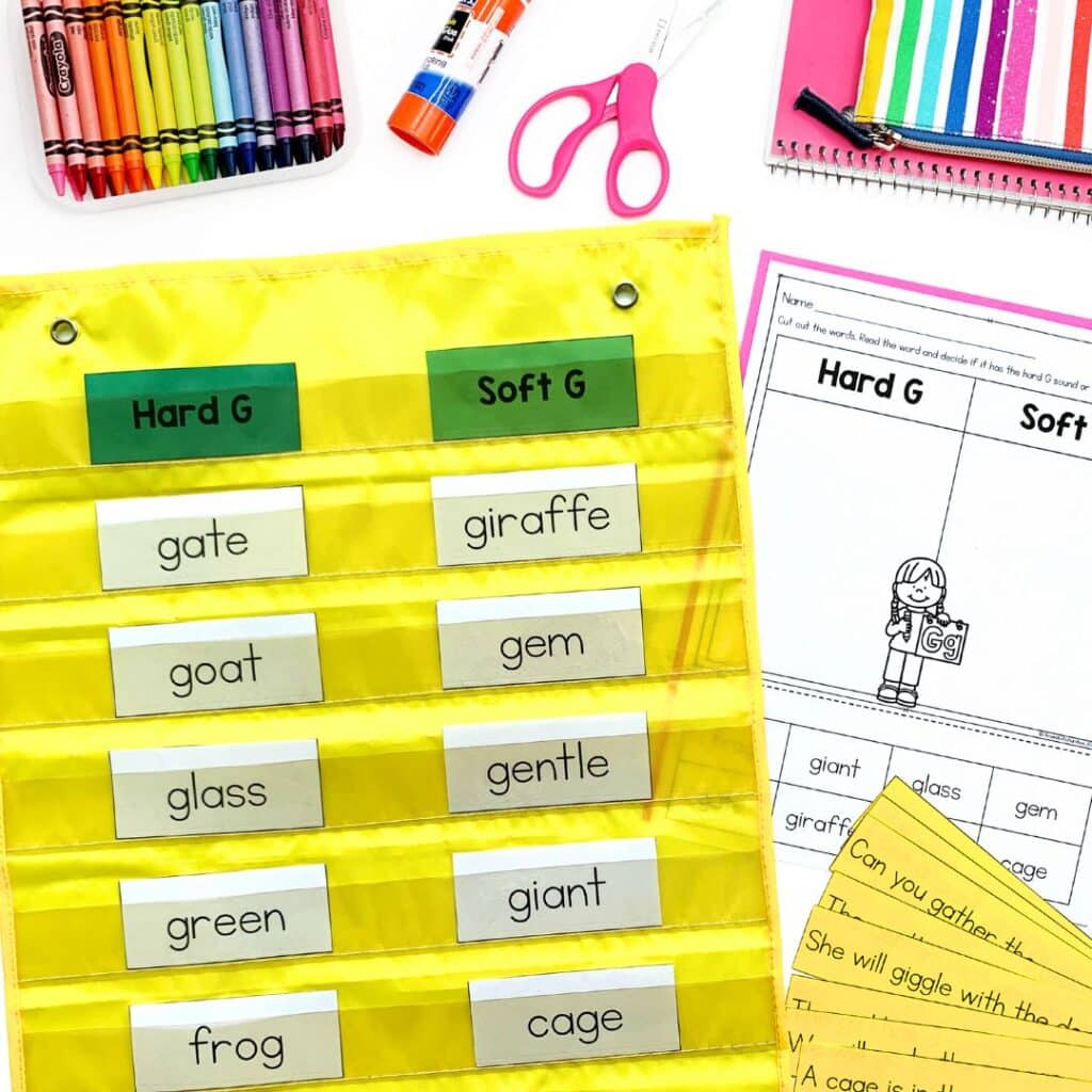 Hard G Soft G FREE Activities for Phonics Activities
