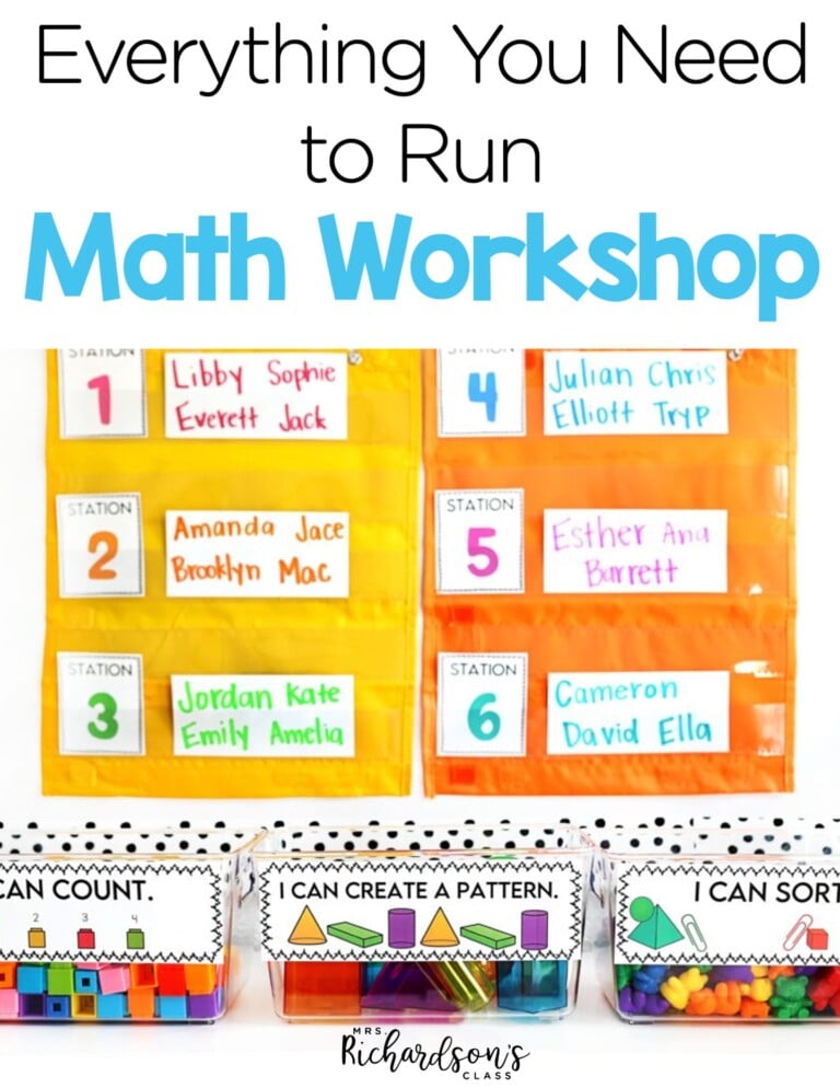 Guided Math doesn't have to be tricky! This 7 week implementation guide, binder, and activities to get you started is just what you need to help get your little learns started with guided math and math workshop! Love the visuals created to help students remember things, too!