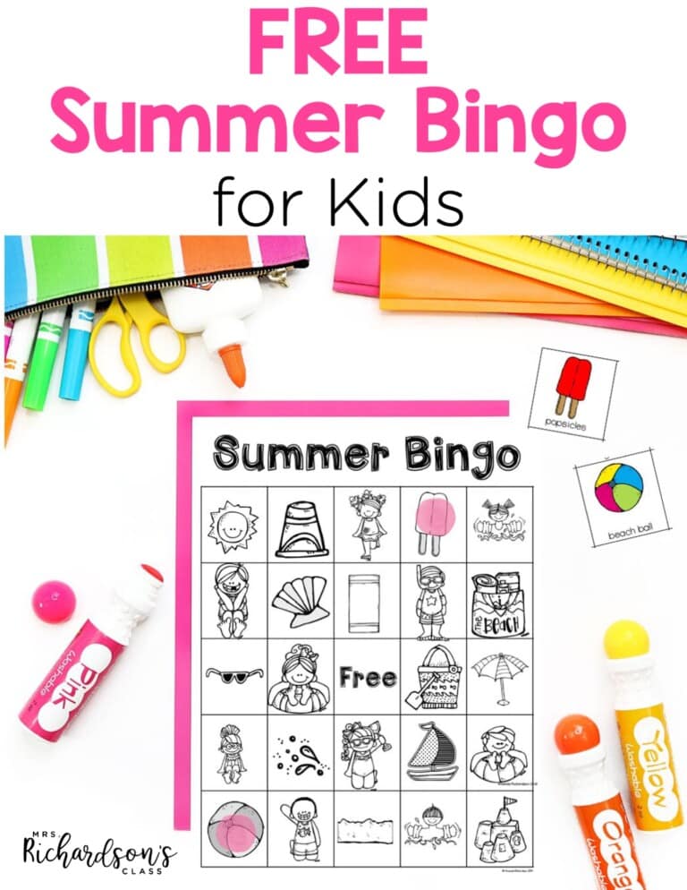 Grab this summer BINGO FREEBIE to use in your kindergarten, first grade, or second grade classroom. It's the perfect activity for the end of the year!