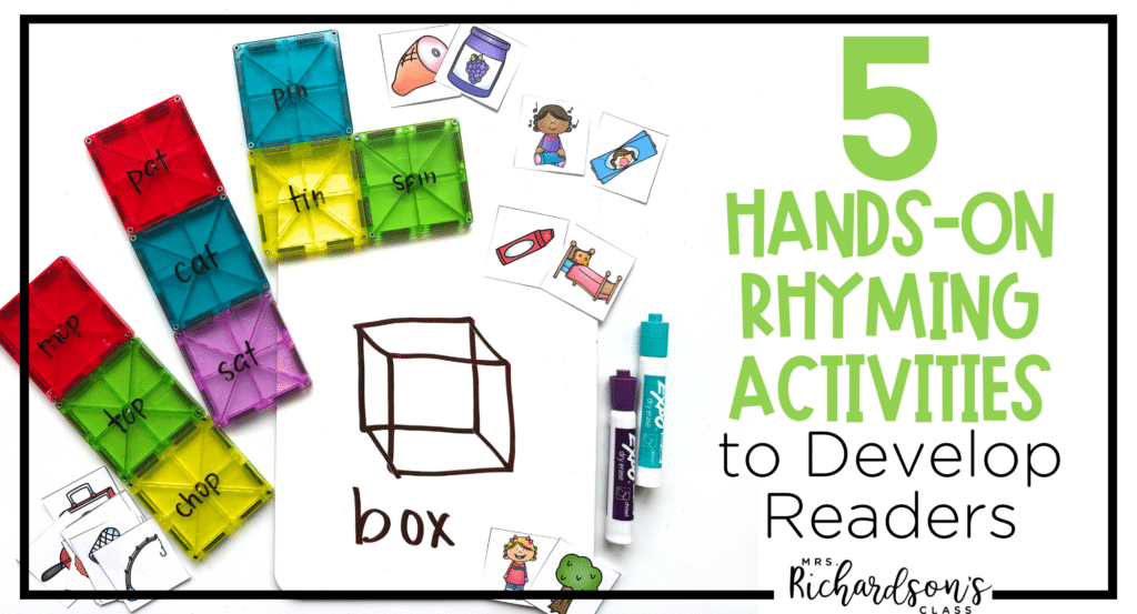 5 rhyming activities pictured as examples