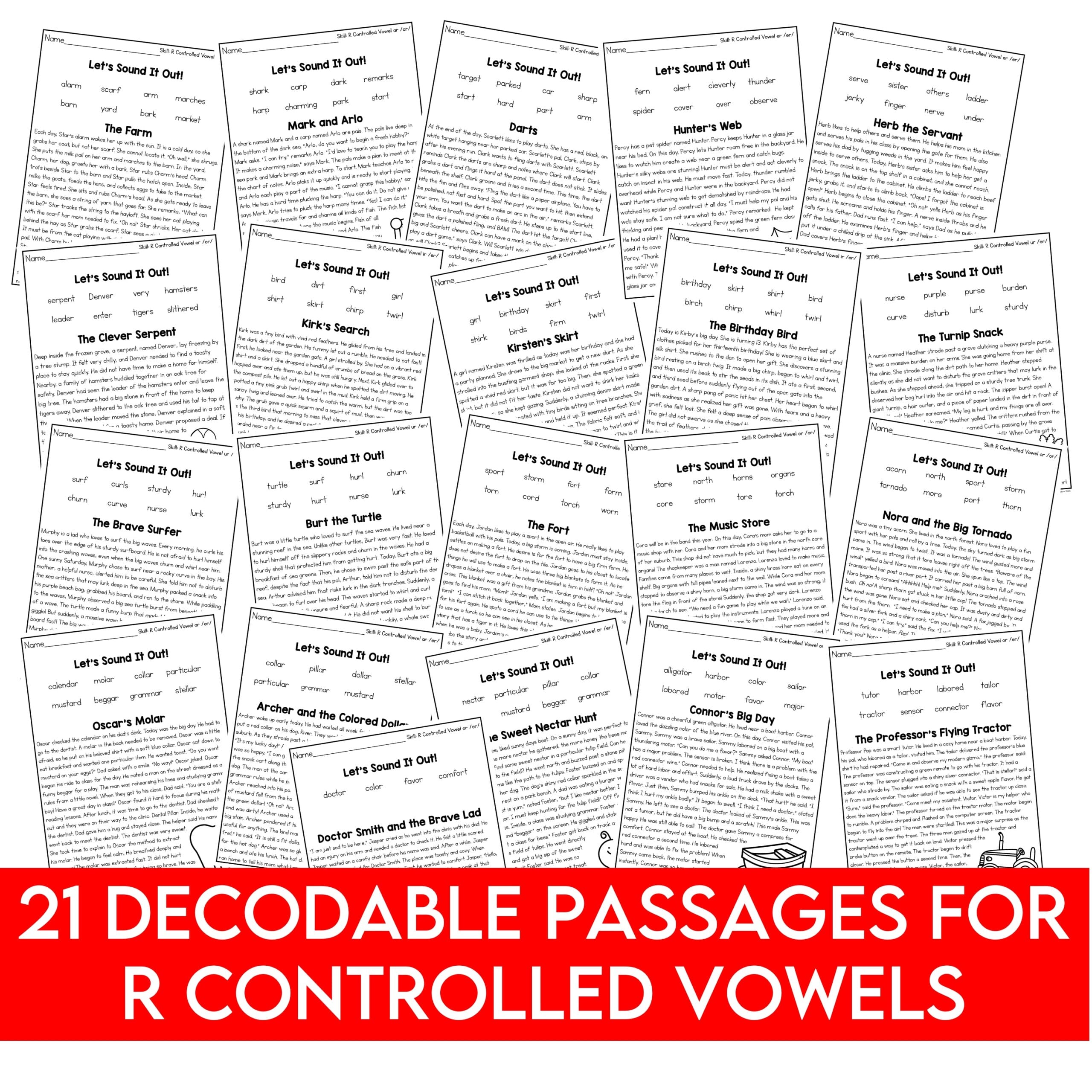 R Controlled Vowels Decodable Passages Reading Passages with Comprehension - Image 2